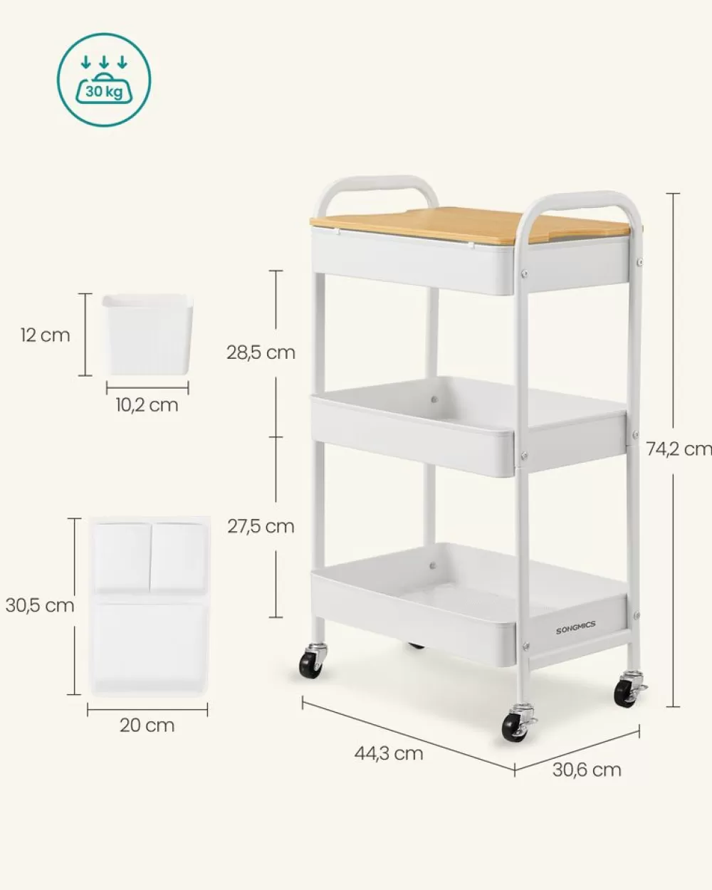 metallgitterablagen_servierwagen_tintenschwarz_10.webp Flash Sale SONGMICS 3 Metallgitterablagen, Servierwagen tintenschwarz