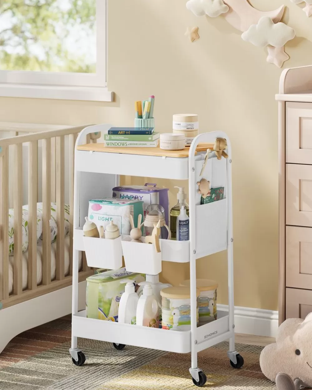 metallgitterablagen_servierwagen_tintenschwarz_11.webp Flash Sale SONGMICS 3 Metallgitterablagen, Servierwagen tintenschwarz