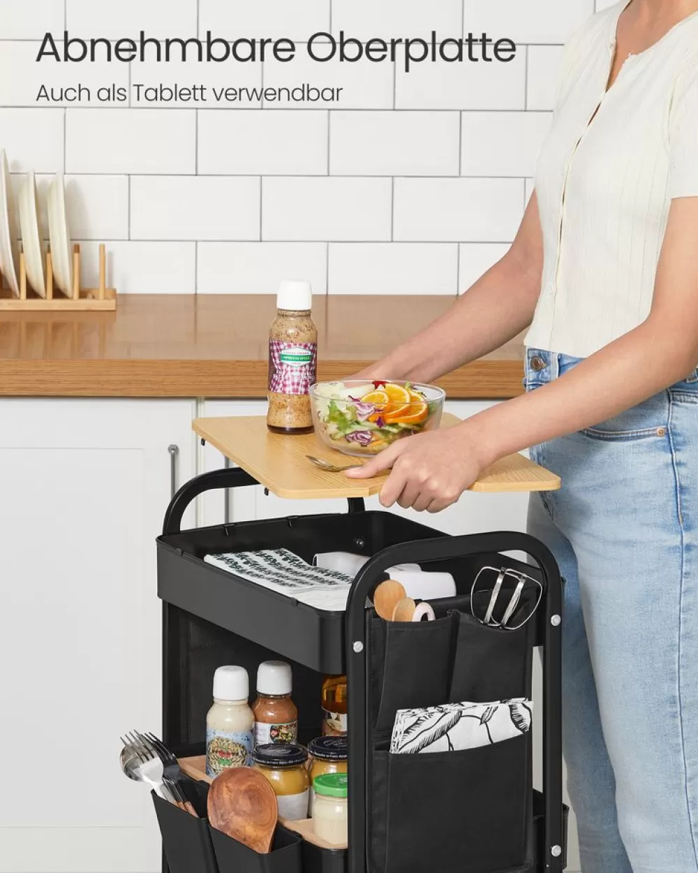 metallgitterablagen_servierwagen_tintenschwarz_2.webp Flash Sale SONGMICS 3 Metallgitterablagen, Servierwagen tintenschwarz