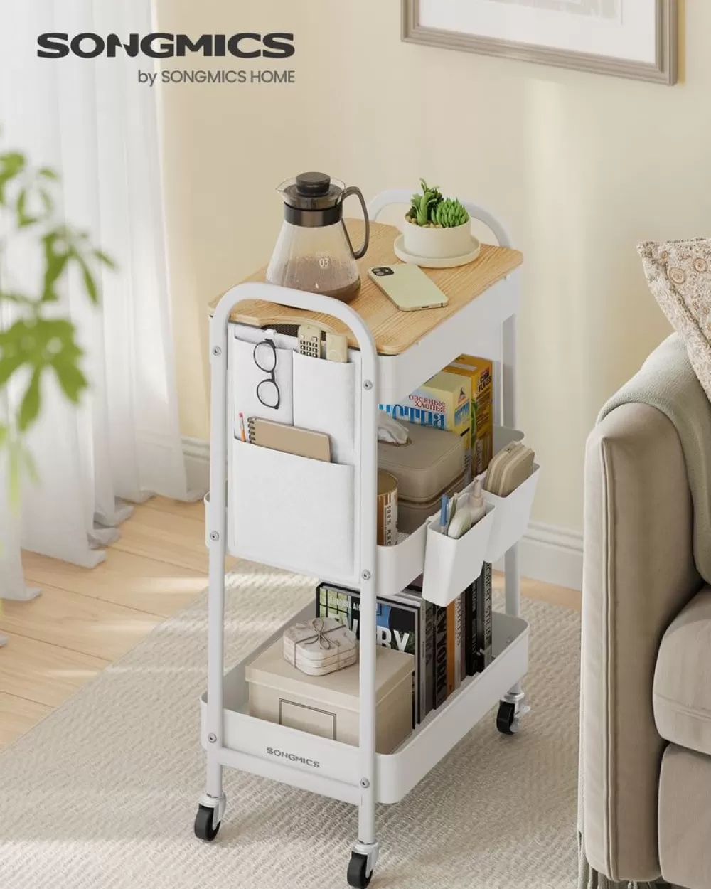 metallgitterablagen_servierwagen_tintenschwarz_7.webp Flash Sale SONGMICS 3 Metallgitterablagen, Servierwagen tintenschwarz