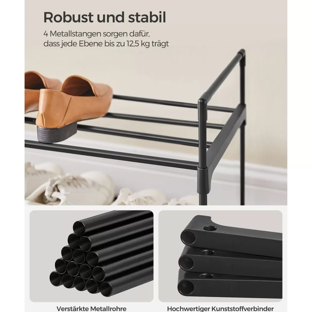 metallregal_fr_schuhe__ablagen_10.webp Sale SONGMICS Metallregal für Schuhe 2 Ablagen Schwarz