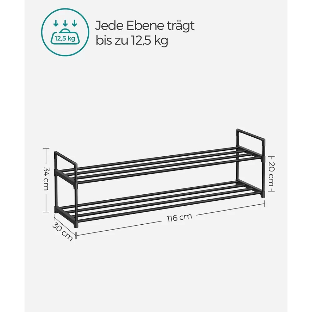 metallregal_fr_schuhe__ablagen_12.webp Sale SONGMICS Metallregal für Schuhe 2 Ablagen Schwarz