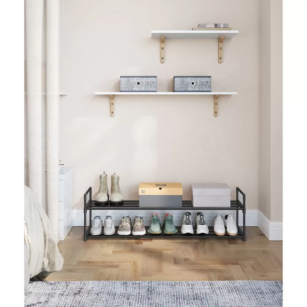 metallregal_fr_schuhe__ablagen_13.webp Sale SONGMICS Metallregal für Schuhe 2 Ablagen Schwarz
