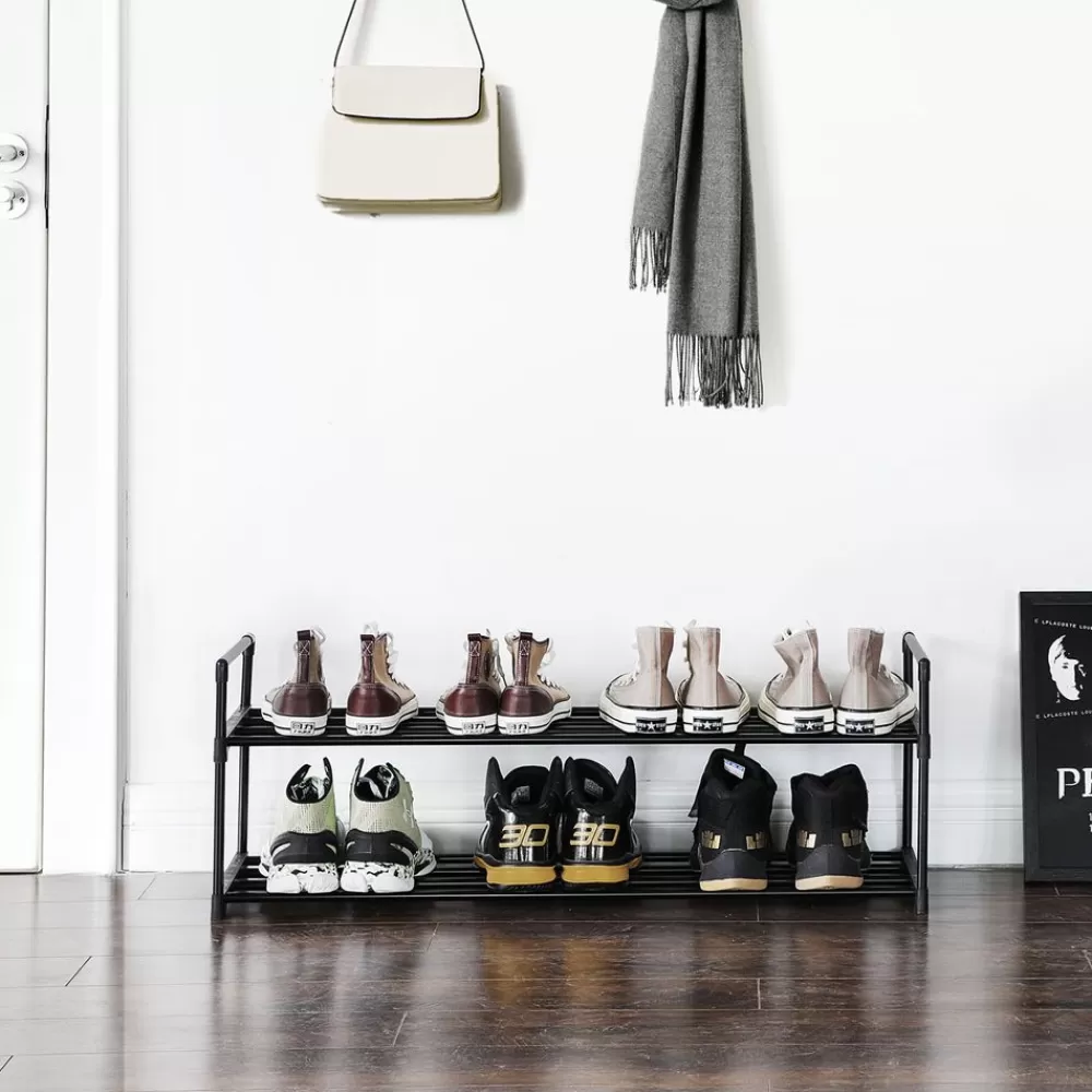 metallregal_fr_schuhe__ablagen_3.webp Sale SONGMICS Metallregal für Schuhe 2 Ablagen Schwarz