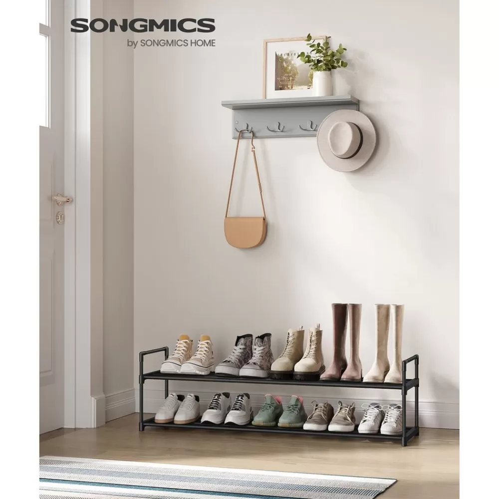 metallregal_fr_schuhe__ablagen_8.webp Sale SONGMICS Metallregal für Schuhe 2 Ablagen Schwarz