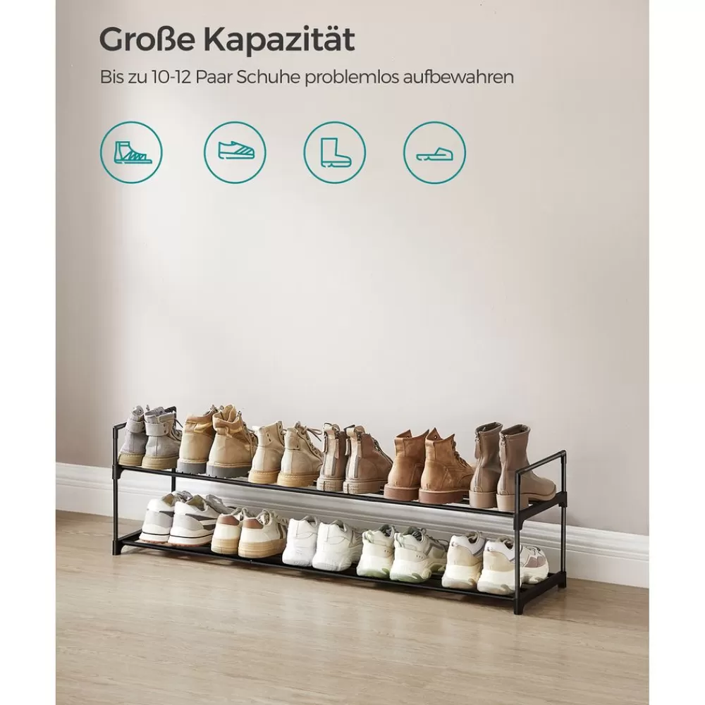 metallregal_fr_schuhe__ablagen_9.webp Sale SONGMICS Metallregal für Schuhe 2 Ablagen Schwarz