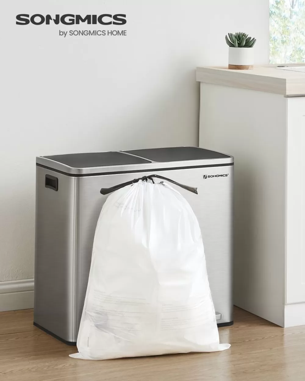 Shop SONGMICS Müllbeutel 25 Liter mit Zugband 40 Stück Weiß