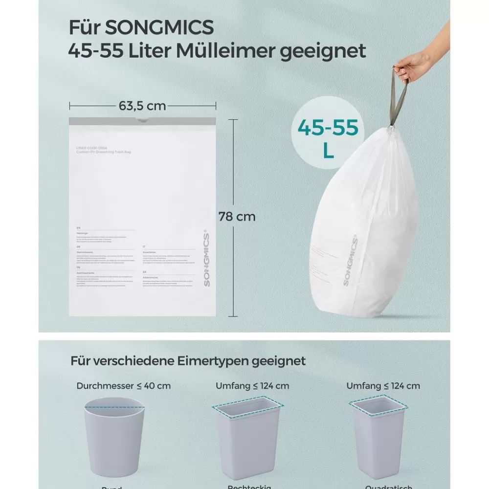mllbeutel__liter_mit_zugband__stck_5.webp Online SONGMICS Müllbeutel 45-55 Liter mit Zugband 40 Stück Weiß