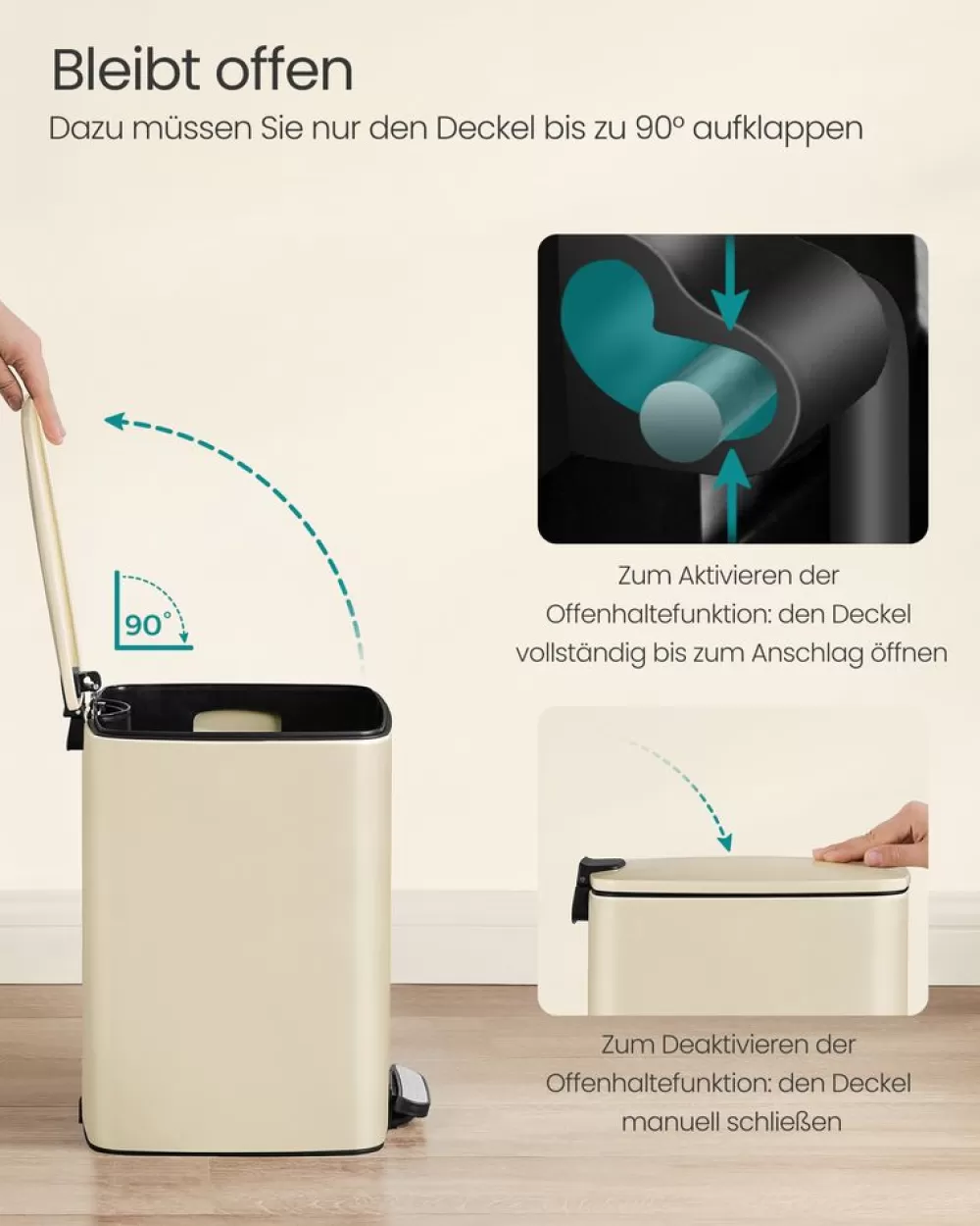 mlleimer__liter_aus_stahl_sandbeige_5.webp Best SONGMICS Mülleimer 20 Liter aus Stahl sandbeige