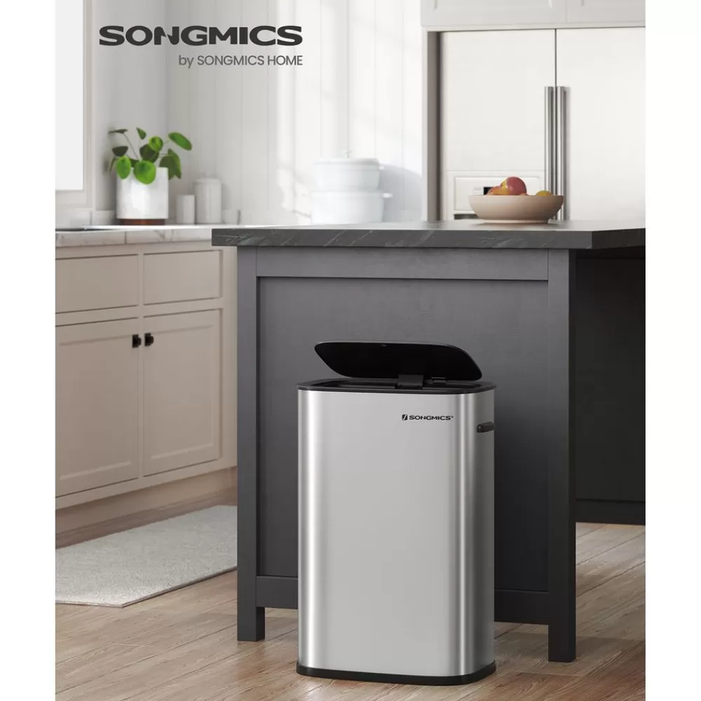 Online SONGMICS Mülleimer 50 Liter mit Sensor aus Edelstahl silbern