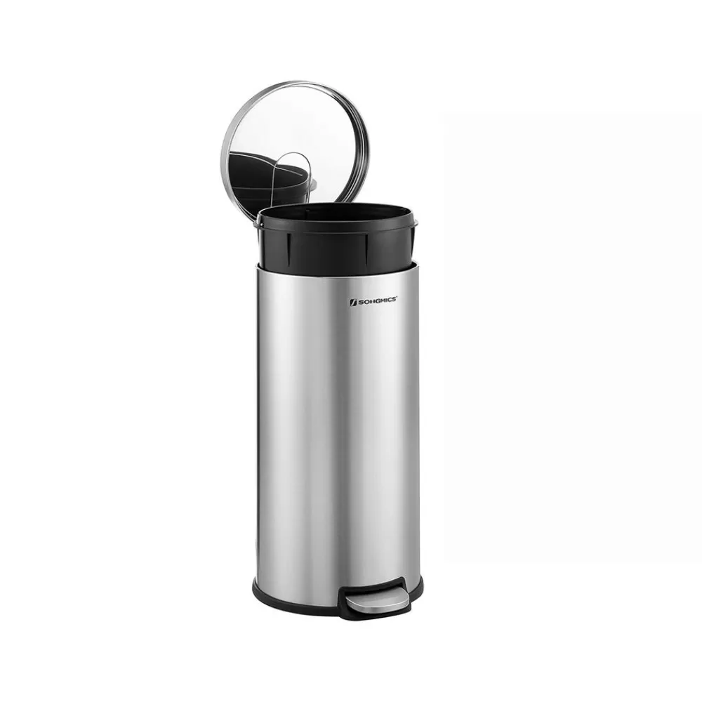 Fashion SONGMICS Mülleimer aus Edelstahl 30 L Silbern