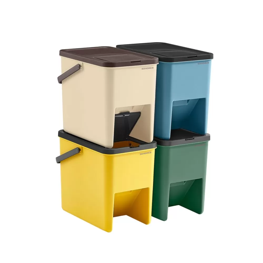 Clearance SONGMICS Mülleimer 4er Set je 20 L mit Aufklebern