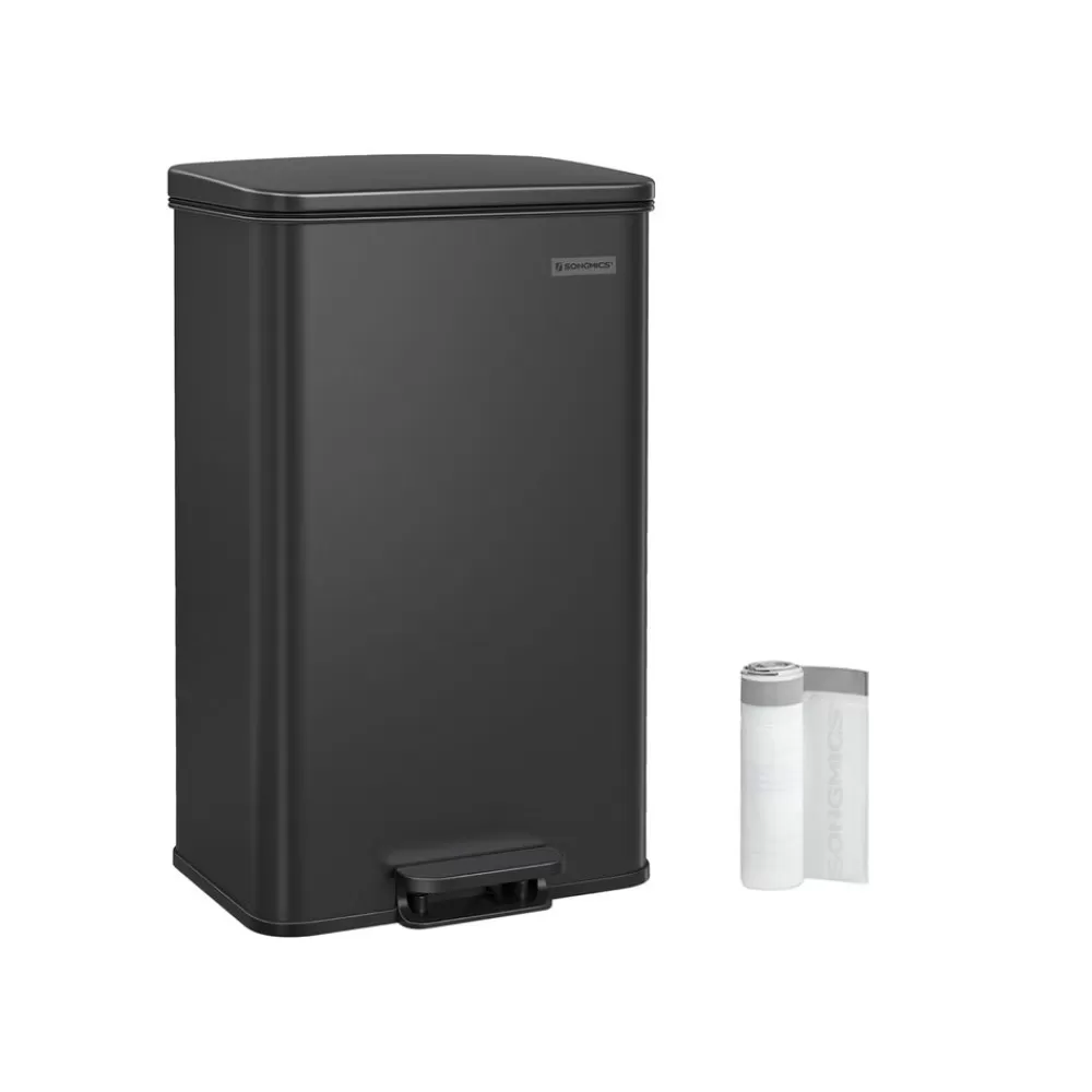 Sale SONGMICS Mülleimer Küche 40 Liter Tretmülleimer schwarz