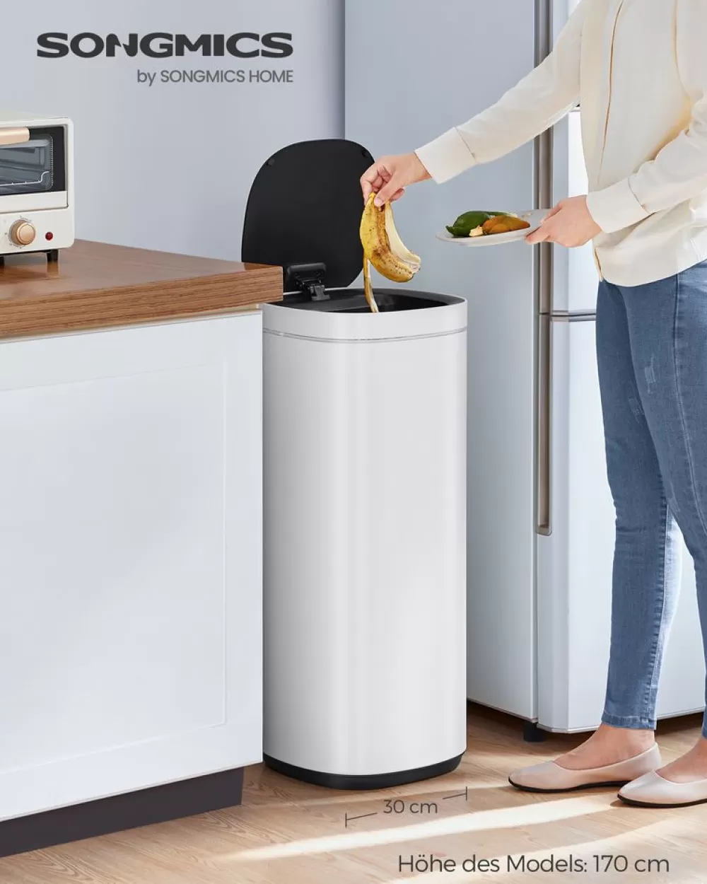 Online SONGMICS Mülleimer mit Bewegungssensor Küche 50 L weiß