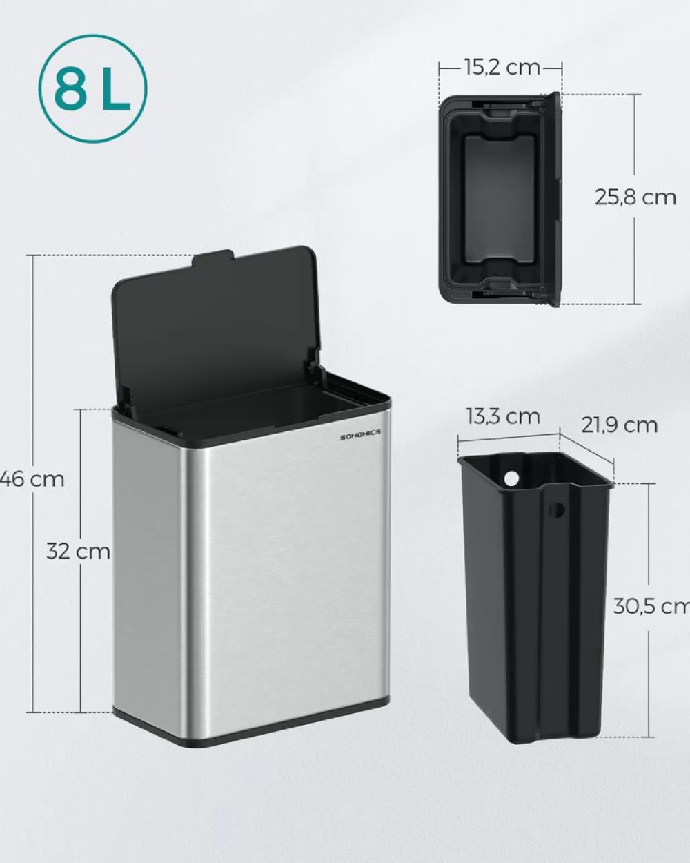 mlleimer_mit_deckel_fr_biomll_aus_metall_5.webp Clearance SONGMICS Mülleimer mit Deckel für Biomüll aus Metall