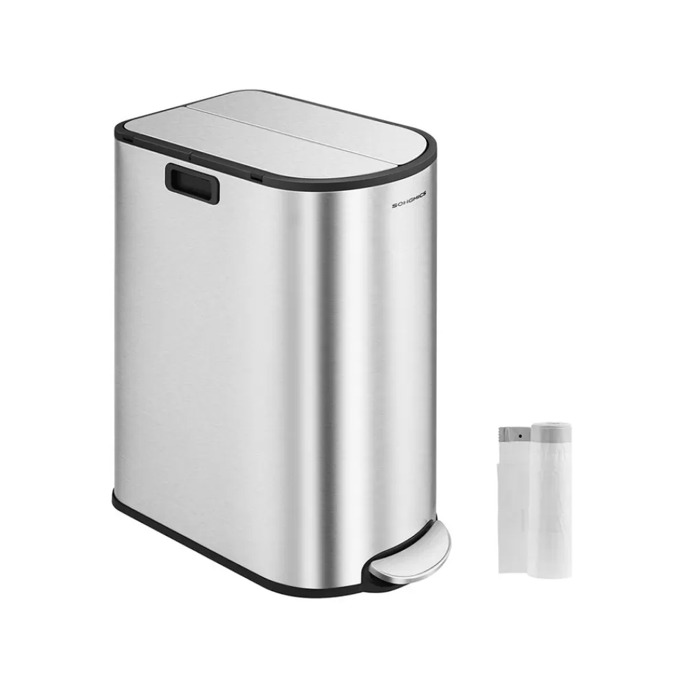 Flash Sale SONGMICS Mülltrennsystem mit 2 Fächern metallisches Silber