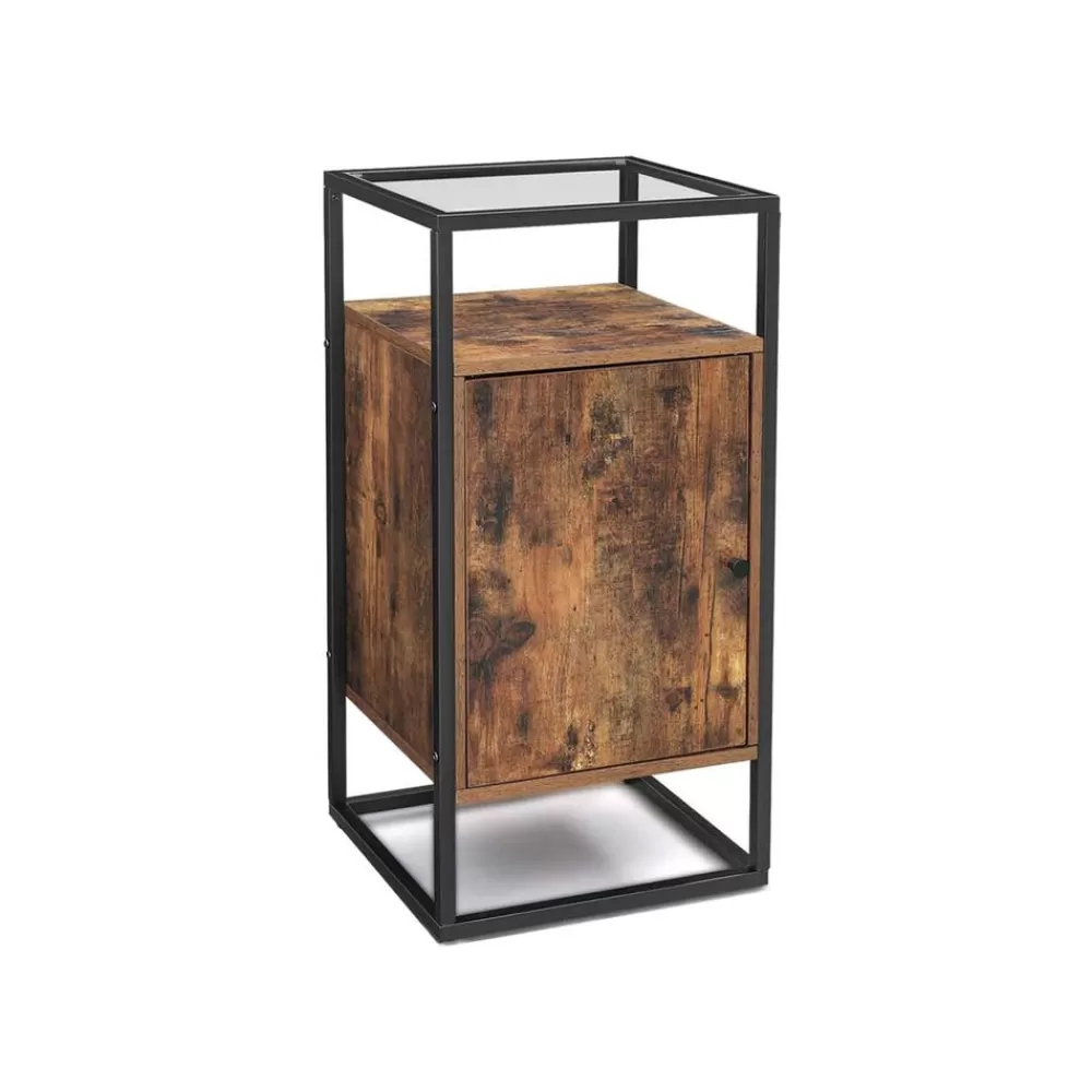 Discount SONGMICS Nachtschrank mit Glasoberfläche