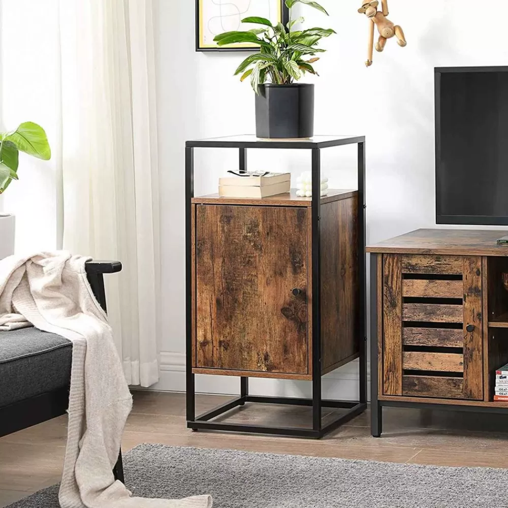 Discount SONGMICS Nachtschrank mit Glasoberfläche