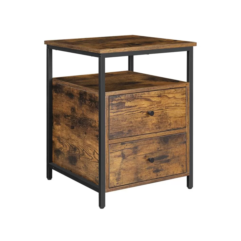 Store SONGMICS Nachttisch 45 x 45 x 60 cm vintagebraun-schwarz