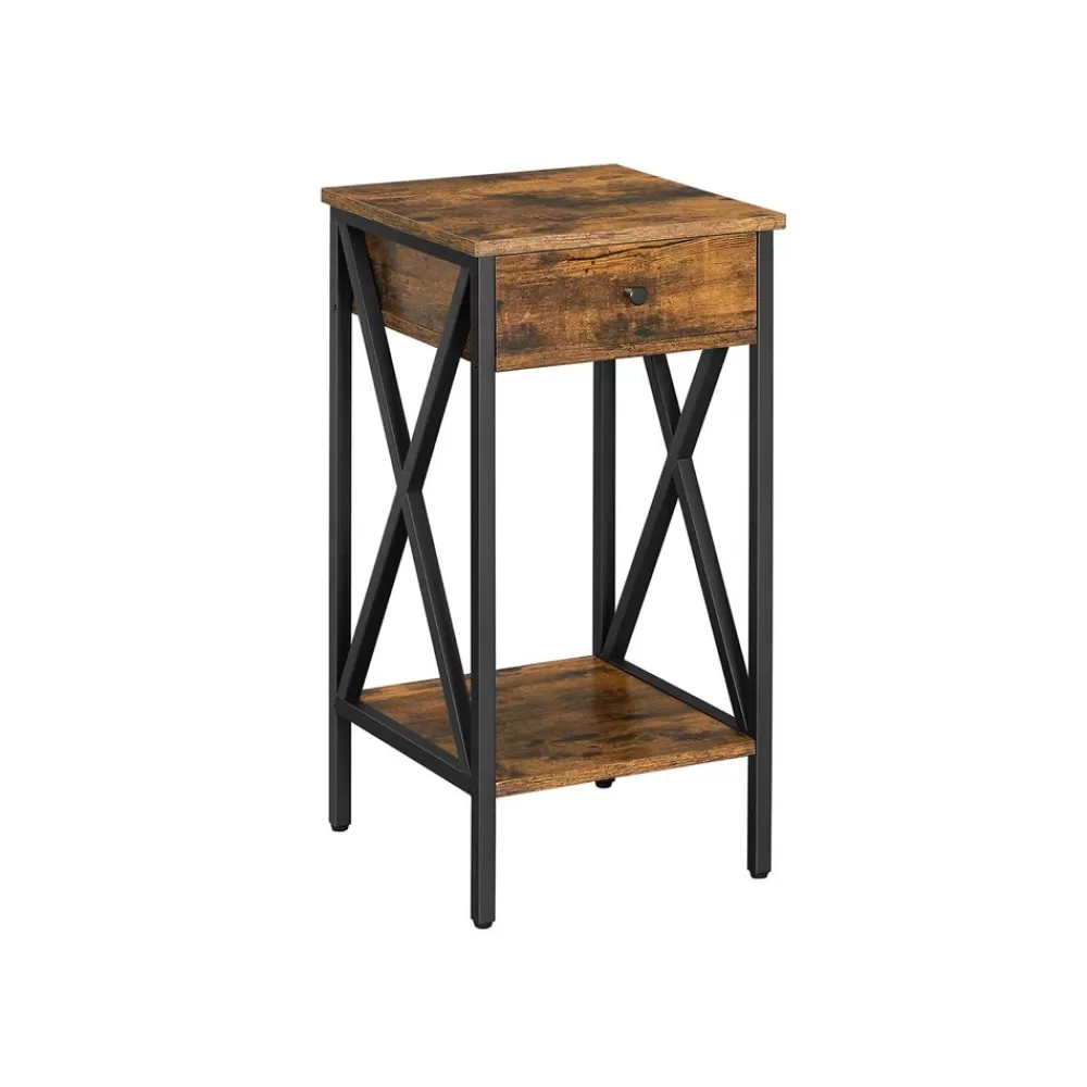 New SONGMICS Nachttisch Beistelltisch Vintagebraun-Schwarz
