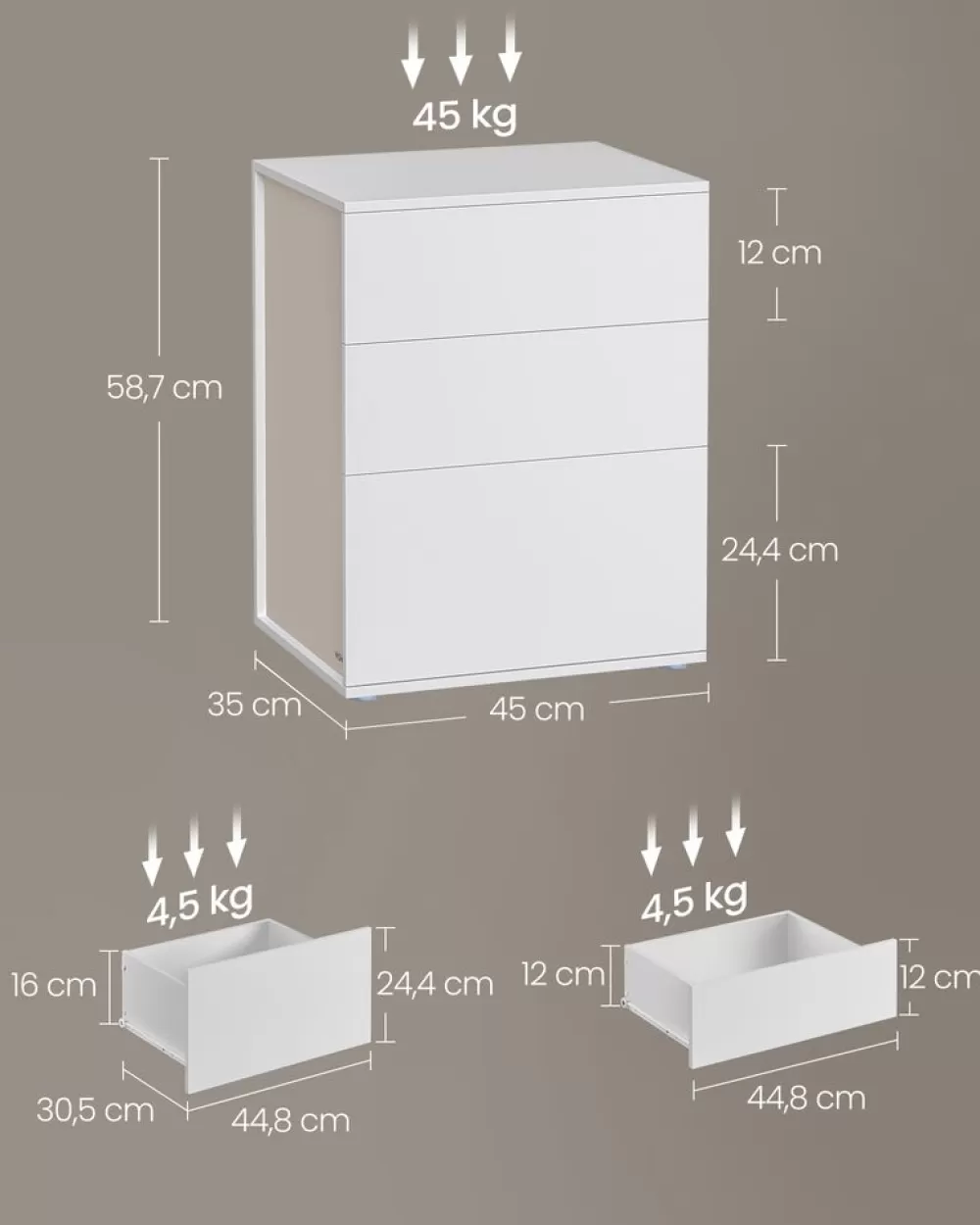 nachttisch_mit__schubladen_mattweicappuccinobeige_4.webp Hot SONGMICS Nachttisch mit 3 Schubladen mattweiß-cappuccinobeige