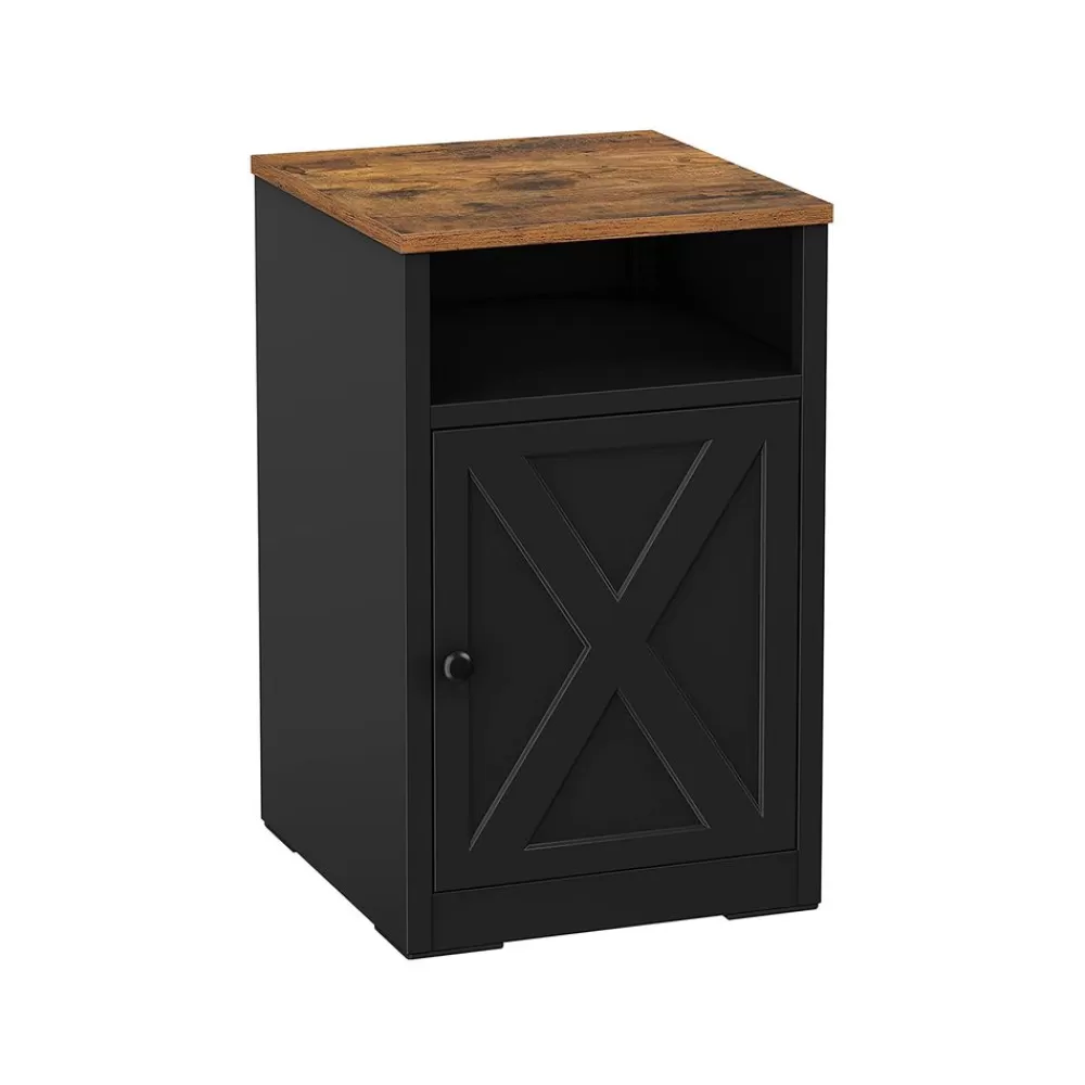 Cheap SONGMICS Nachttisch mit offenem Fach Vintagebraun-Schwarz