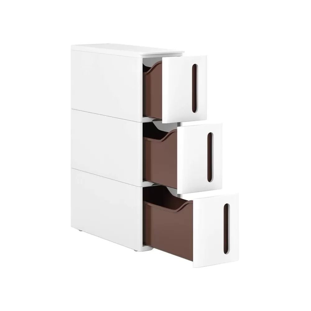 Clearance SONGMICS Nischenregal mit Rollen Weiß-Braun