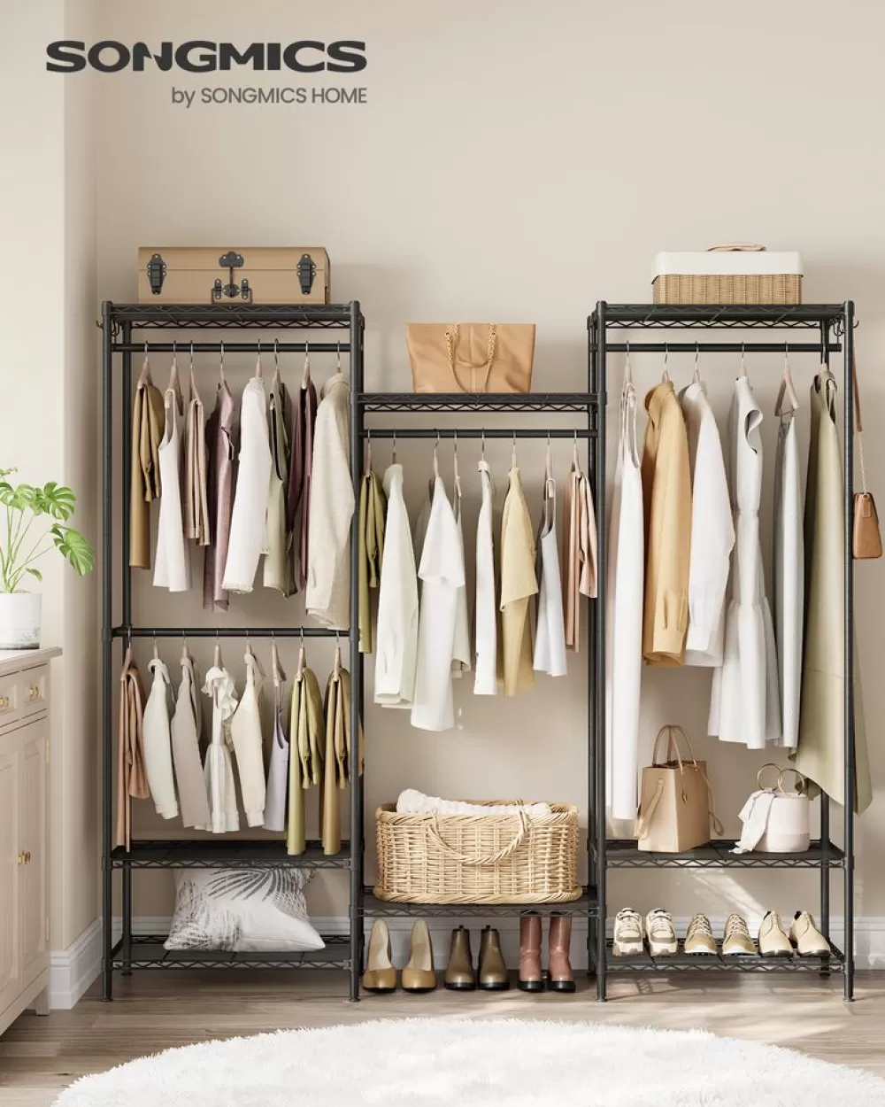 Discount SONGMICS Offener Kleiderschrank mit verstellbaren Ablagen