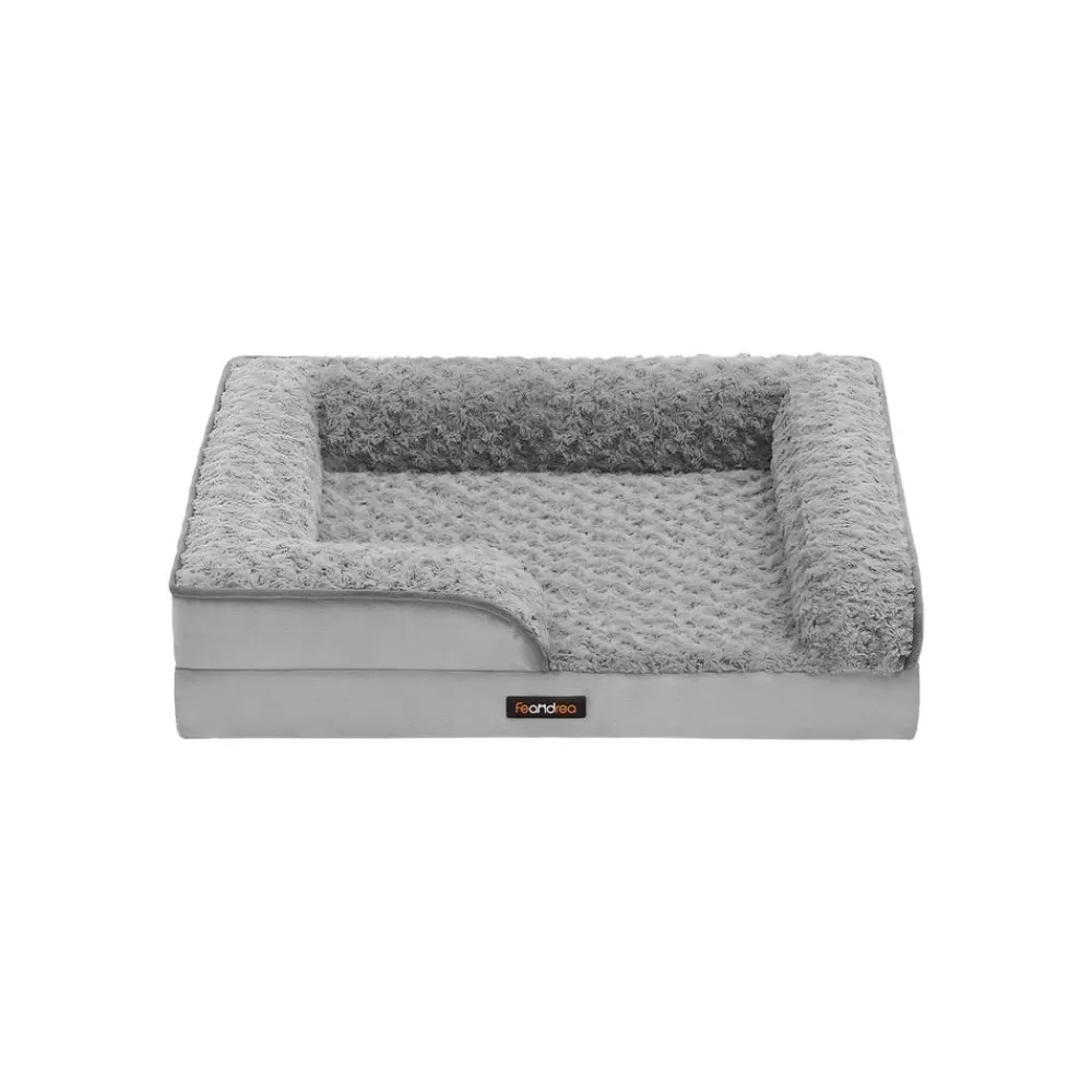 Fashion SONGMICS Orthopädisches Hundebett mit Plüsch-Bezug 71 x 58 x 16 cm
