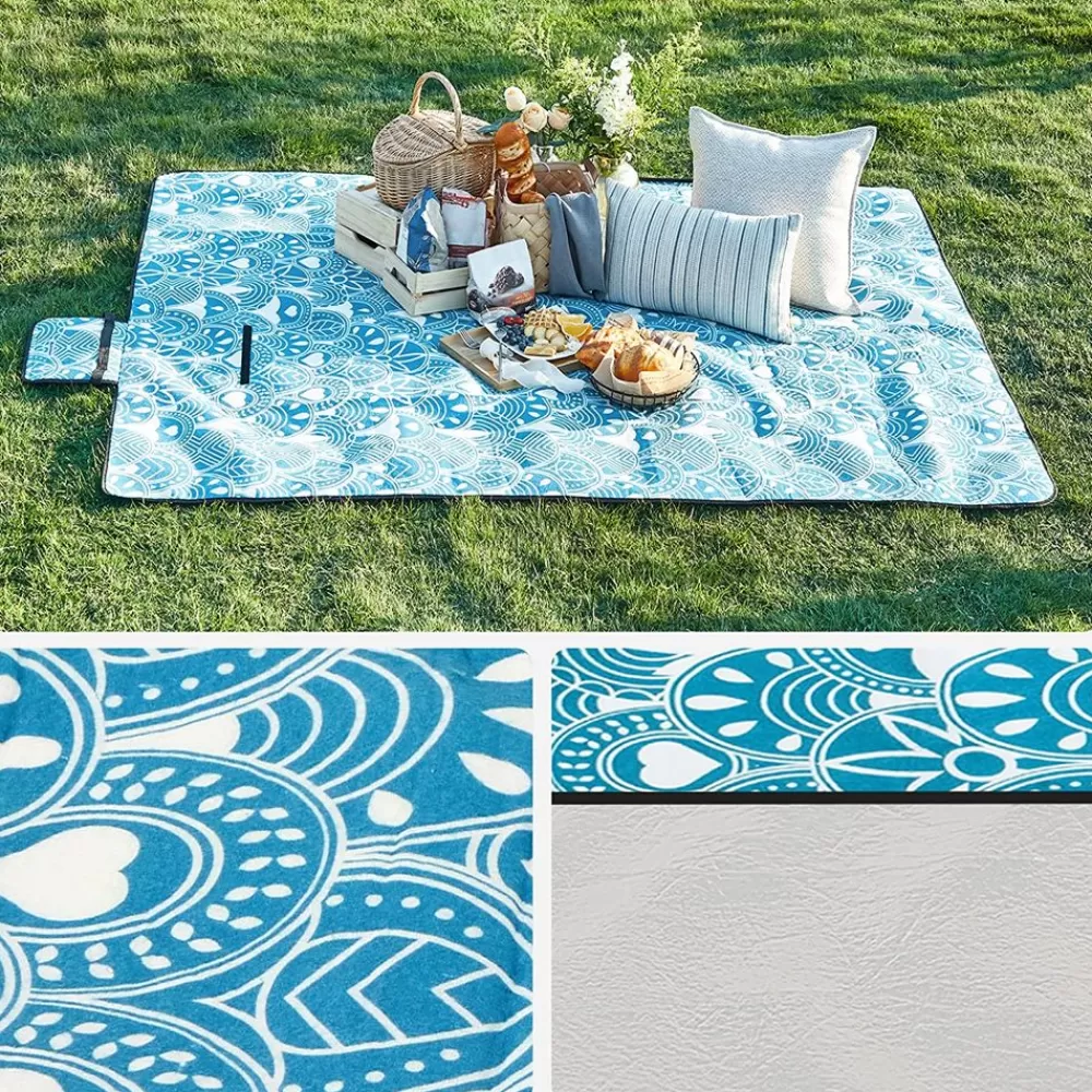 Shop SONGMICS Picknickdecke 200 x 200 cm blau