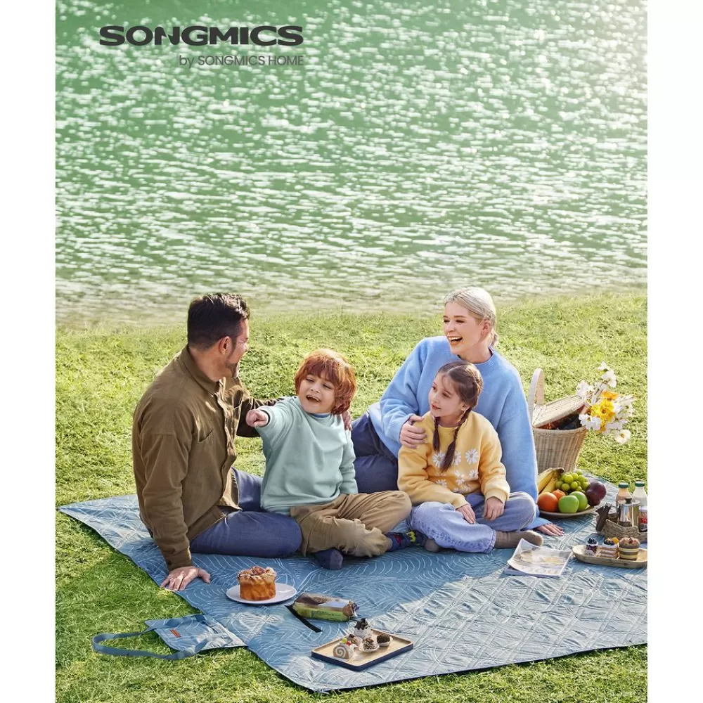 Best Sale SONGMICS Picknickdecke 200 x 200 cm mit 4 Erdankern hellblau