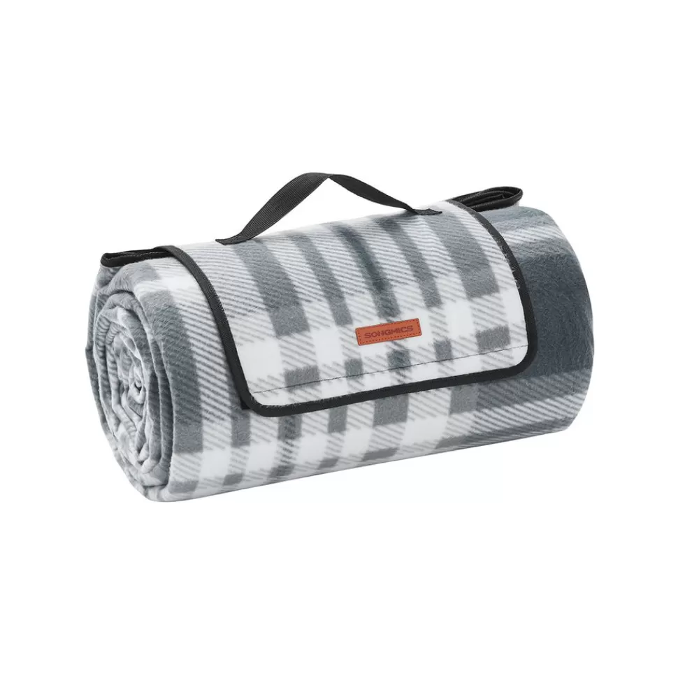Cheap SONGMICS Picknickdecke 300 x 200 cm wasserdicht grau-weiß