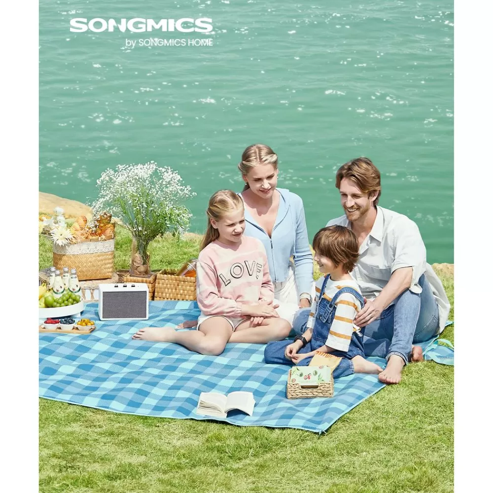 picknickdecke__x__cm_wasserdicht_grnblau_2.webp Flash Sale SONGMICS Picknickdecke 200 x 200 cm wasserdicht grün-blau