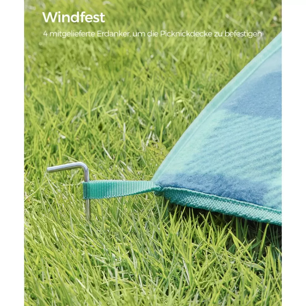 picknickdecke__x__cm_wasserdicht_grnblau_4.webp Flash Sale SONGMICS Picknickdecke 200 x 200 cm wasserdicht grün-blau