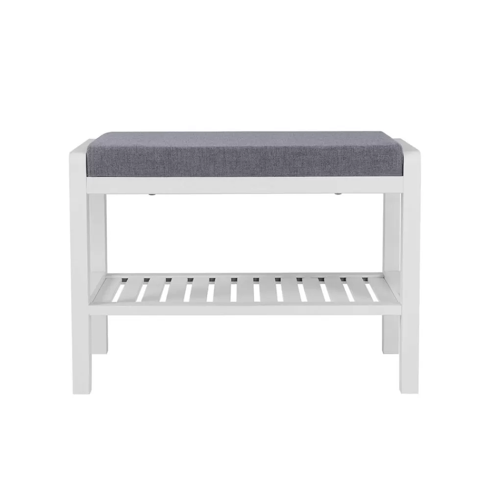 Shop SONGMICS Polster-Schuhbank Bambus Weiß-Grau