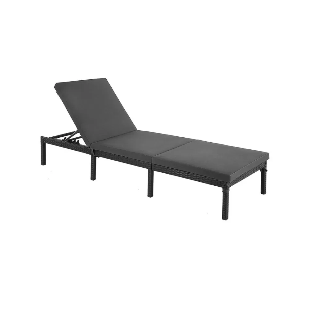 Fashion SONGMICS Polyrattanliege Schwarz