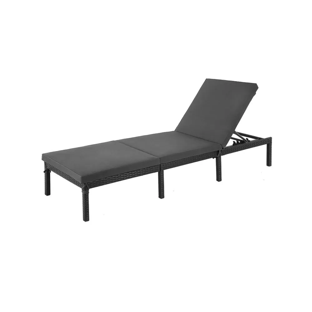 Fashion SONGMICS Polyrattanliege Schwarz