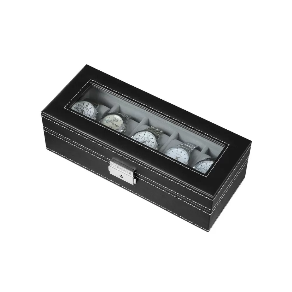 Best SONGMICS Rechteckige Uhrenbox für 5 Uhren