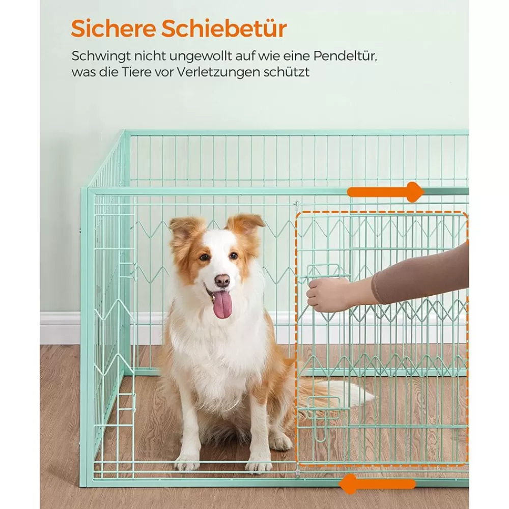 rechteckiger_welpenauslauf_mit_schiebetr_3.webp Clearance SONGMICS Rechteckiger Welpenauslauf mit Schiebetür