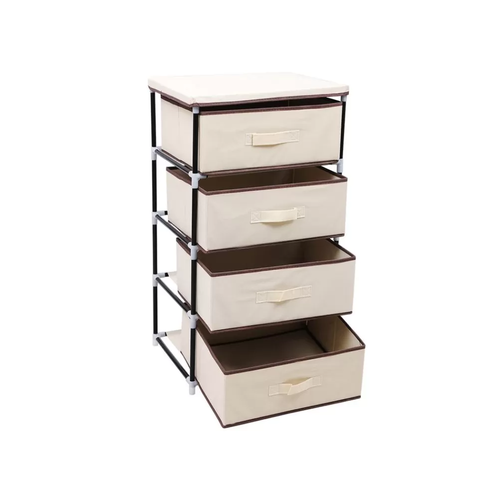 Cheap SONGMICS Regal mit 4 Stoffschubladen Beige