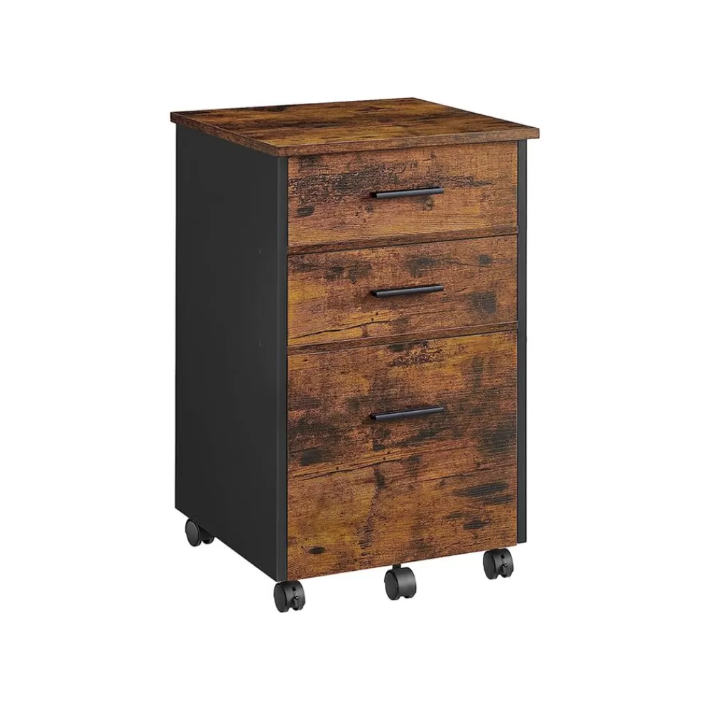 Shop SONGMICS Rollcontainer mit 3 Schubladen Vintagebraun-Schwarz