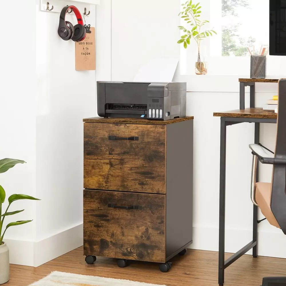 Cheap SONGMICS Rollcontainer Vintagebraun-Schwarz