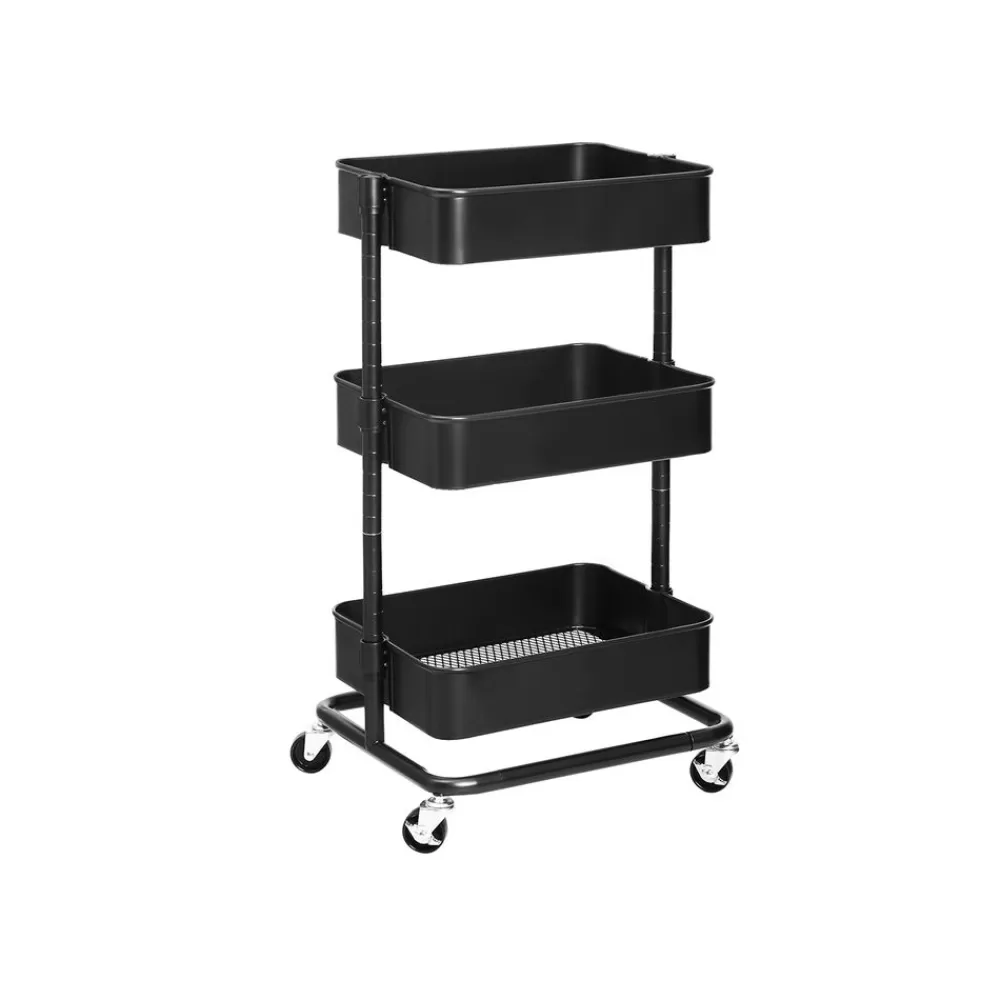 Fashion SONGMICS Rollendes Regal aus Metall Schwarz