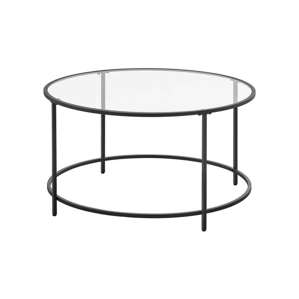 Outlet SONGMICS Runder Couchtisch mit schwarzem Metallgestell