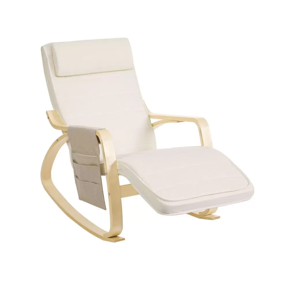 Fashion SONGMICS Schaukelstuhl Birkenholz Beige