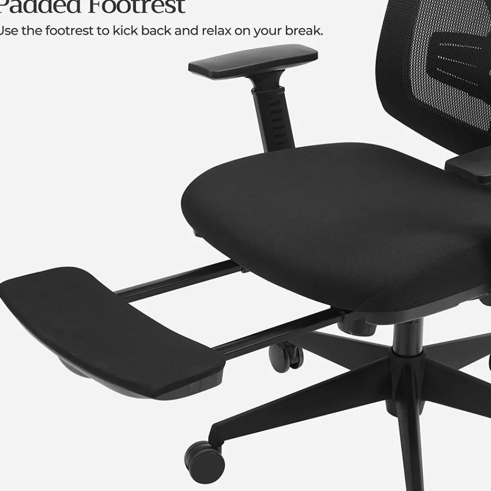 Shop SONGMICS Schlichter Bürostuhl mit Fußstütze Schwarz