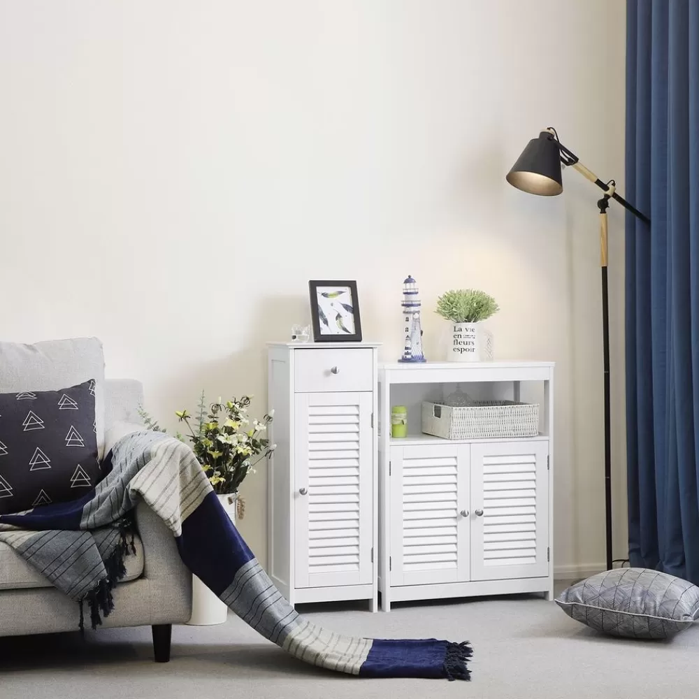 Flash Sale SONGMICS Schmaler Badschrank mit Lamellentür