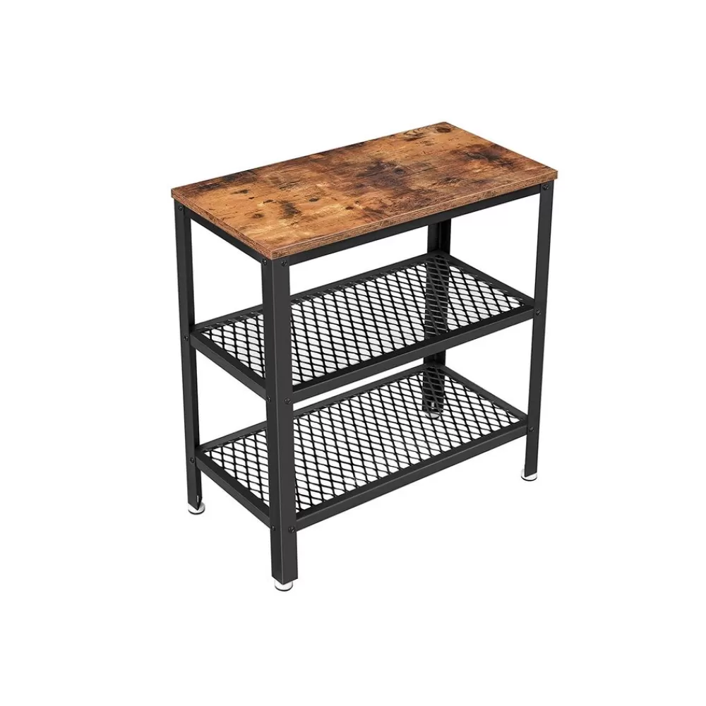 New SONGMICS Schmaler Beistelltisch Industrie-Design vintagebraun-schwarz