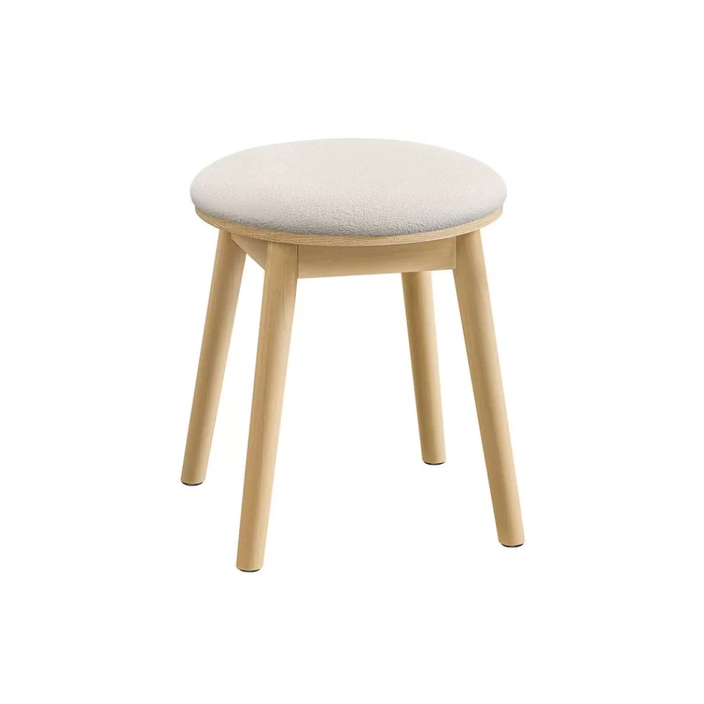 Shop SONGMICS Schminkhocker rund Boho-Stil cremeweiß-eichenbeige