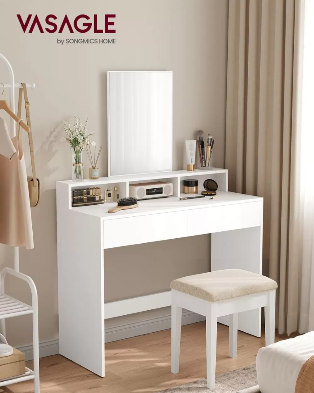 Shop SONGMICS Schminktisch mit großem Spiegel modern Weiß